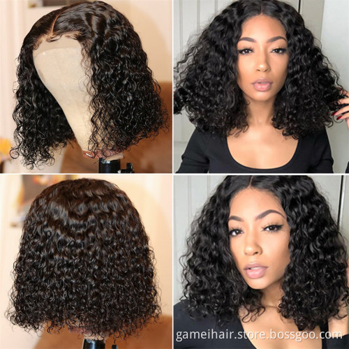 Wholesale Cheap 12a Brazilian Human Hair Hd Full Lace Frontal Bob Wig Deep Wave Virgin Human Hair Transparent Lace Front Wig